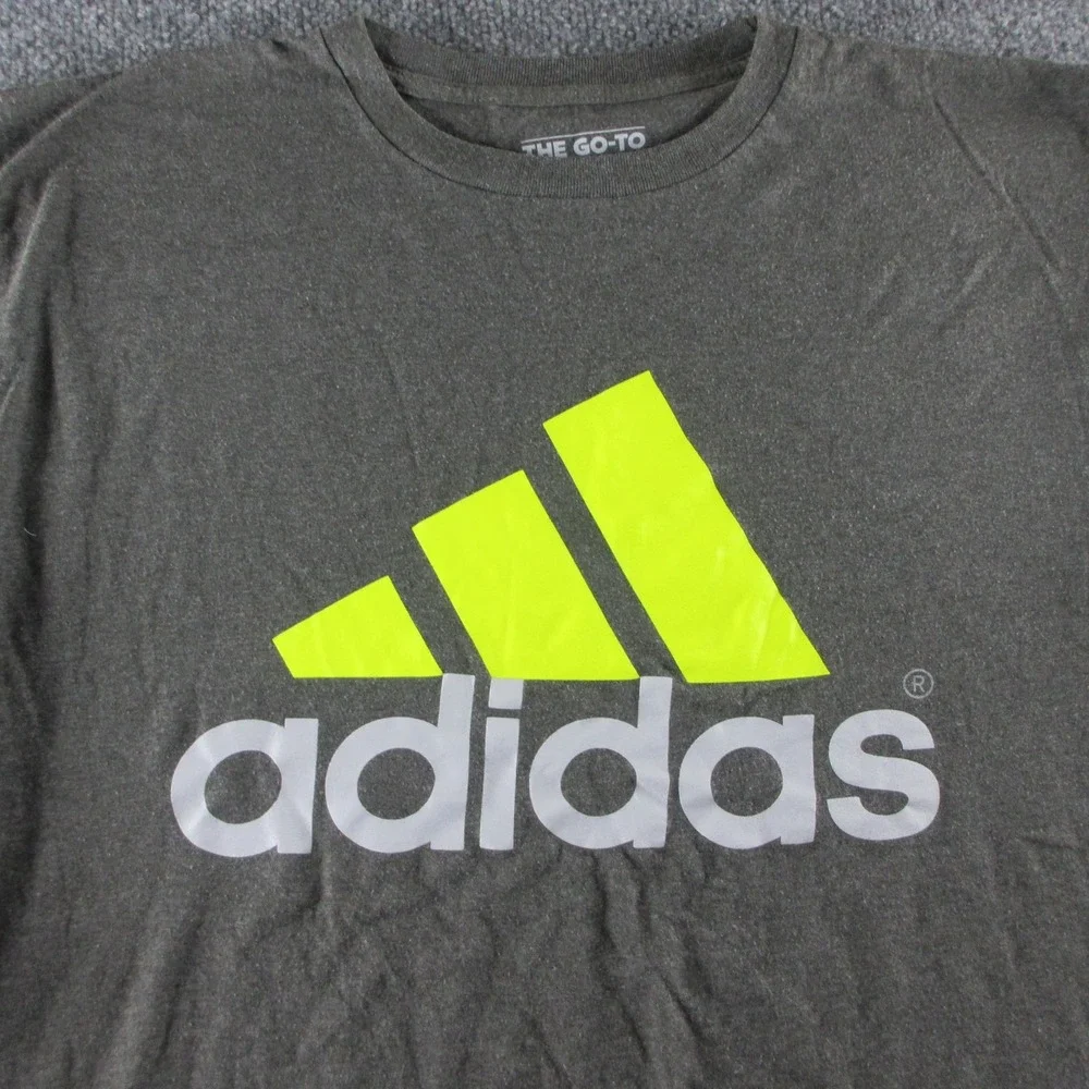 Adidas Shirt Mens L Gray The Go-To Tee Logo Graphic Short Sleeve Sports Athletic